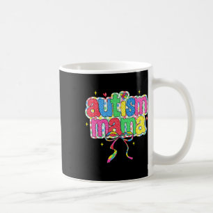 Chequered Autism Mama Coquette Bow Autism Awarenes Coffee Mug