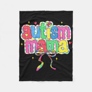 Chequered Autism Mama Coquette Bow Autism Awarenes Fleece Blanket