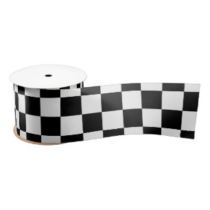 Chequered auto racing flag pattern satin ribbon