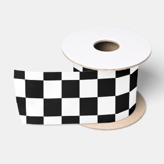 Chequered auto racing flag pattern satin ribbon