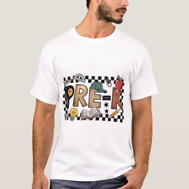 Chequered Back To School Pre K T-Shirt (Front)