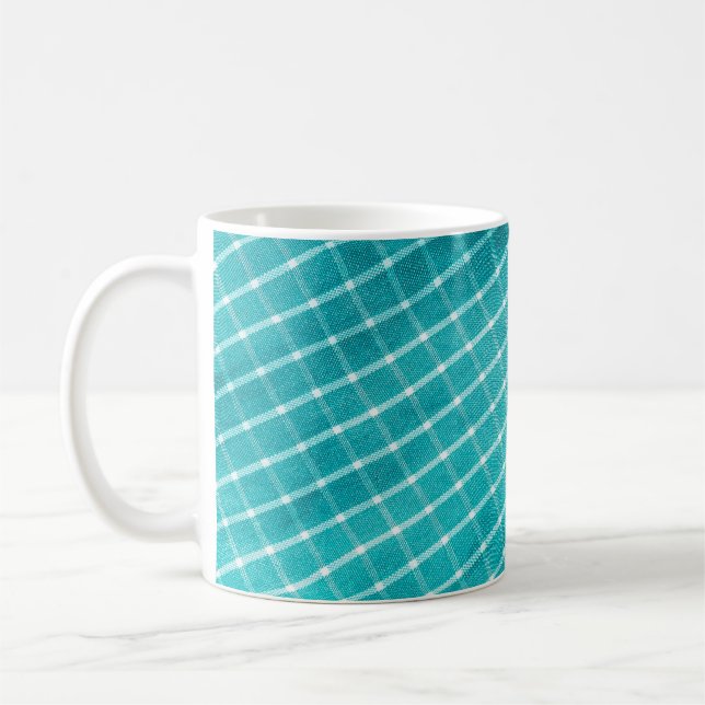 Chequered background textile closeup. coffee mug (Left)
