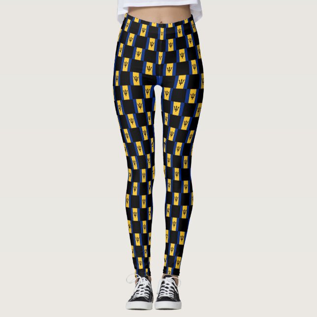 Chequered Barbados Flag Pattern  Leggings (Front)