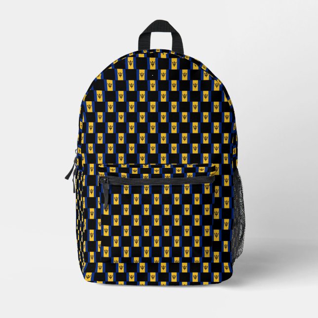 Chequered Barbados Flag Pattern  Printed Backpack (Front)