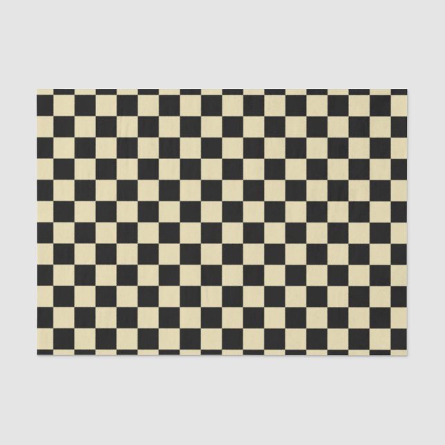 Chequered Beige and Black Tissue Paper (Front)