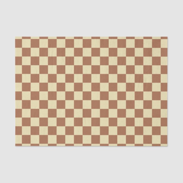 Chequered Beige and Brown Tissue Paper (Front)
