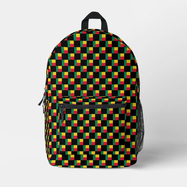 Chequered Benin Flag Pattern  Printed Backpack (Front)