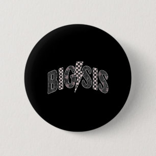 Chequered Big Sis New Sister Announcement 6 Cm Round Badge