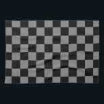 Chequered Black and Charcoal Grey Tea Towel<br><div class="desc">Abstract digital art of black and charcoal grey squares in a chequered formation.</div>