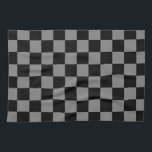 Chequered Black and Charcoal Grey Tea Towel<br><div class="desc">Abstract digital art of black and charcoal grey squares in a chequered formation.</div>
