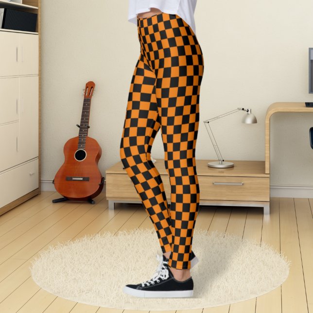 Chequered Black and Orange Leggings (Creator Uploaded)