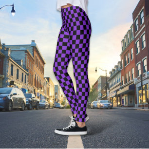 Chequered Black and Purple Leggings