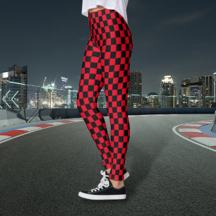 Chequered Black and Red Leggings