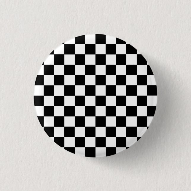 Chequered Black and White 3 Cm Round Badge (Front)