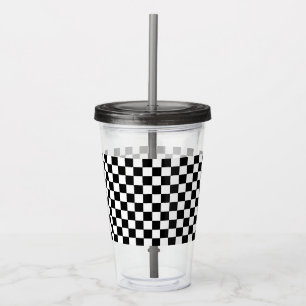 Chequered Black and White Acrylic Tumbler