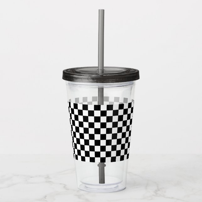 Chequered Black and White Acrylic Tumbler (Front)