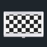 Chequered Black and White Business Card Holder<br><div class="desc">Cool simple black and white chequered pattern is made of rows of alternating white and black squares. Feel free to customise the product to make it your own. Digitally created 9000 x 6000 pixel image. Copyright ©2013 Claire E. Skinner, All rights reserved. To see this design on other items, click...</div>