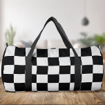 Chequered Black and White  Duffle Bag<br><div class="desc">Black and white chequered square pattern duffle bag</div>