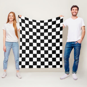 Chequered Black and White Fleece Blanket