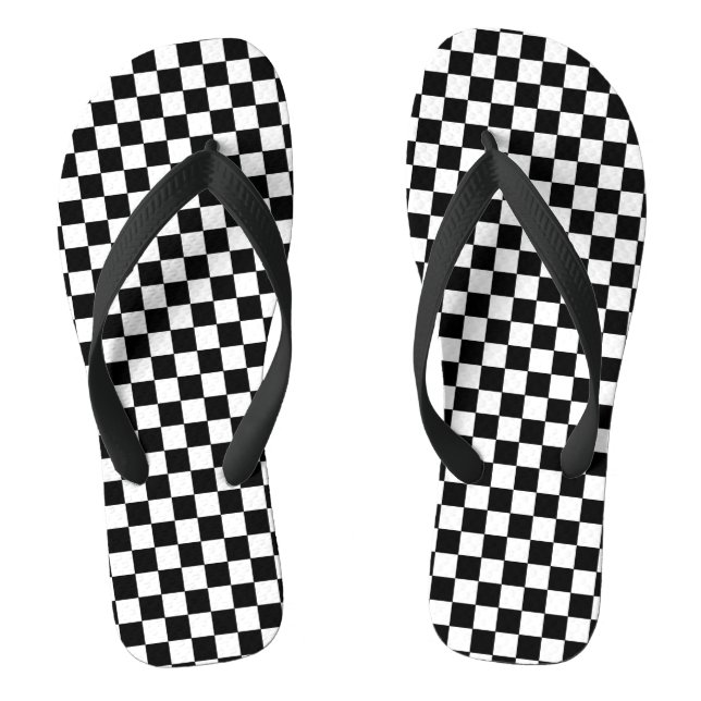 Chequered Black and White Flip Flops (Footbed)