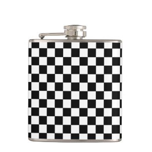 Chequered Black and White Hip Flask