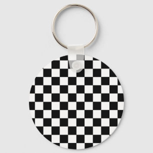 Chequered Black and White Key Ring