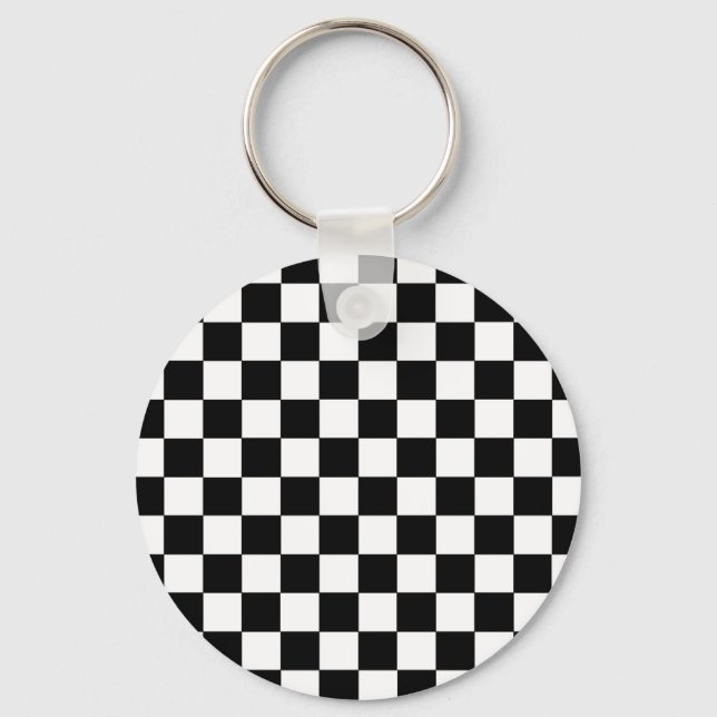 Chequered Black and White Key Ring (Front)