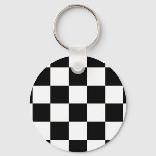 Chequered Black and White Key Ring
