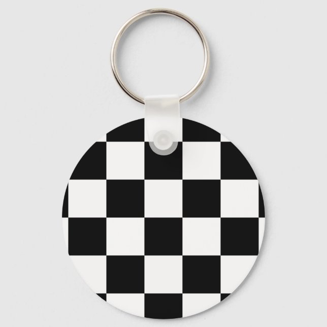 Chequered Black and White Key Ring (Front)