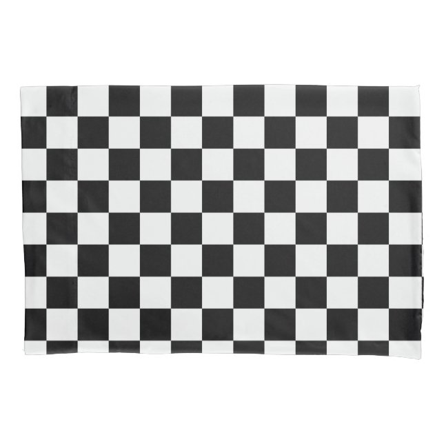 Chequered Black and White Pillow Case (Front)