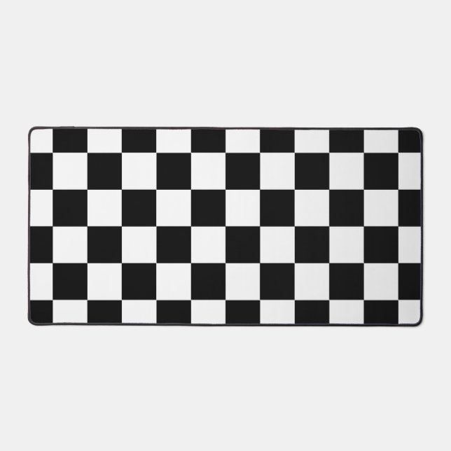 Chequered Black and White Retro Desk Mat (Front)