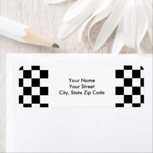 Chequered Black and White return address label