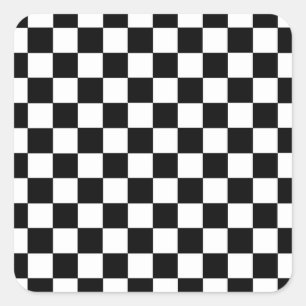 Chequered Black and White Square Sticker