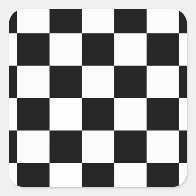 Chequered Black and White Square Sticker (Front)