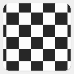 Chequered Black and White Square Sticker