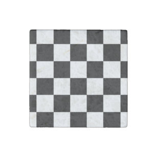 Chequered Black and White Stone Magnet