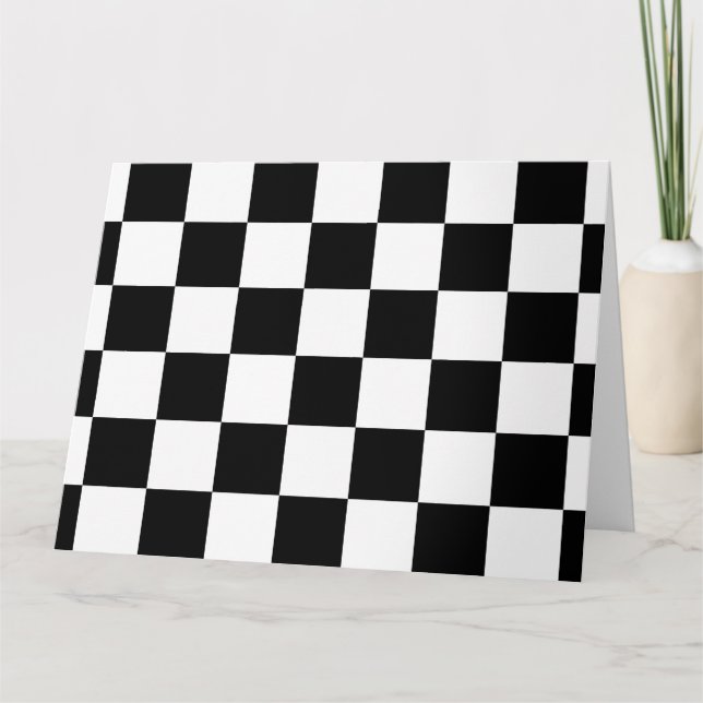 Chequered Black and White Thank You Card (Front)