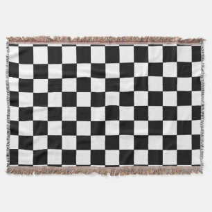 Chequered Black and White Throw Blanket