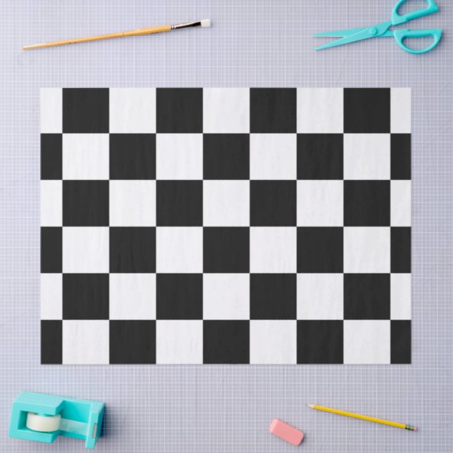 Chequered Black and White Tissue Paper (Craft)