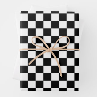 Chequered Black and White Wrapping Paper Sheet