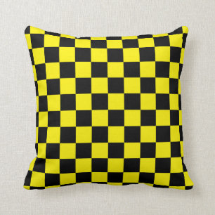 Chequered Black and Yellow Cushion