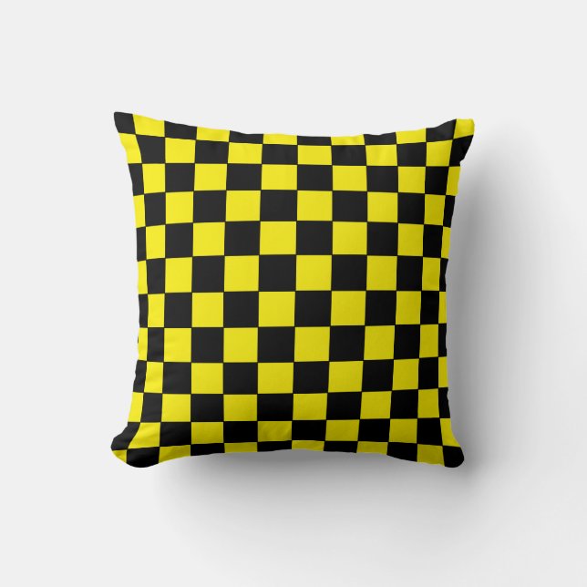 Chequered Black and Yellow Cushion (Front)
