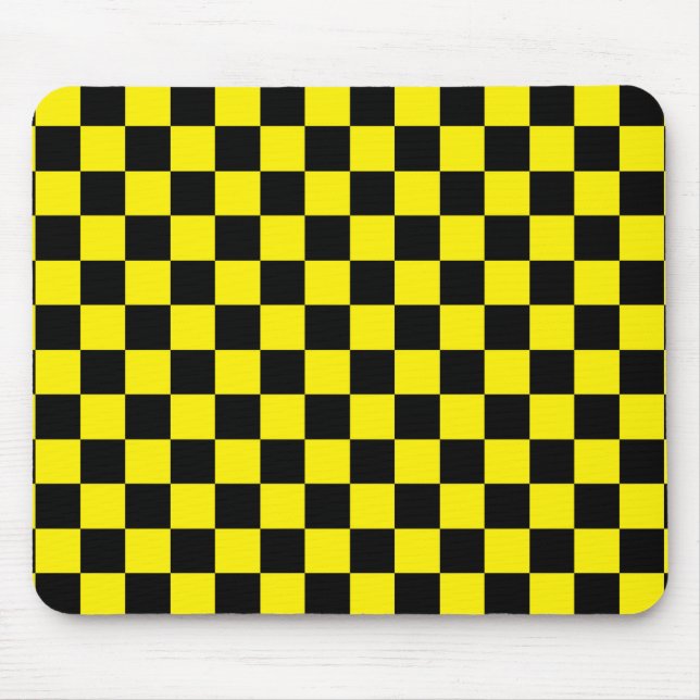 Chequered Black and Yellow Mouse Mat (Front)