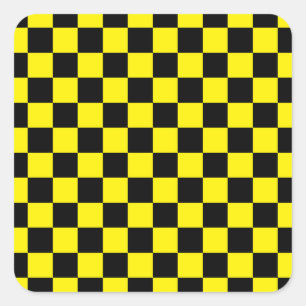 Chequered Black and Yellow Square Sticker