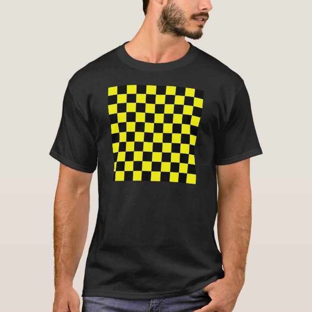 Chequered - Black and Yellow T-Shirt (Front)
