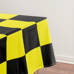 Chequered Black and Yellow Tablecloth