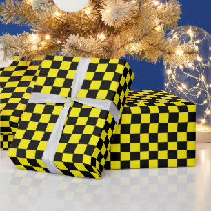 Chequered Black and Yellow Wrapping Paper