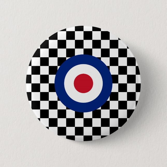Chequered Black Racing Target Mod 6 Cm Round Badge (Front)
