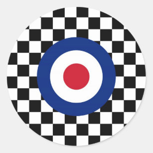 Chequered Black Racing Target Mod Classic Round Sticker