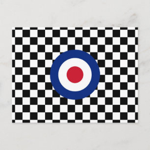 Chequered Black Racing Target Mod Postcard